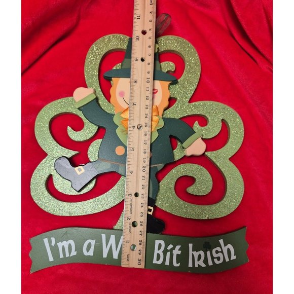 Im A Wee Bit Irish Glittery Shamrock & Leprechaun Hanging Decor - Picture 2 of 3